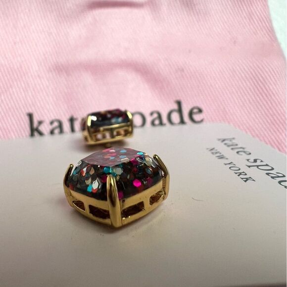 kate spade new york Glitter Crystal Square Stud Earrings NEW - Picture 4 of 5